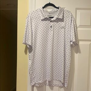 Adidas White and Blue Polka Dot Polo Shirt Sporty Style